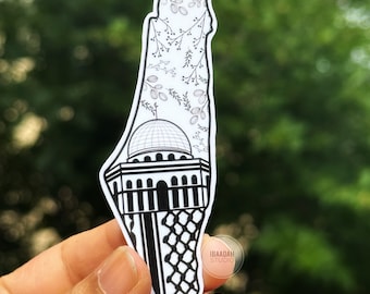 MAP of PALESTINE Sticker for laptops, journals, hydroflask, Stanley Cups, Mobile phones, Glossy finish, WaterProof, Weatherproof