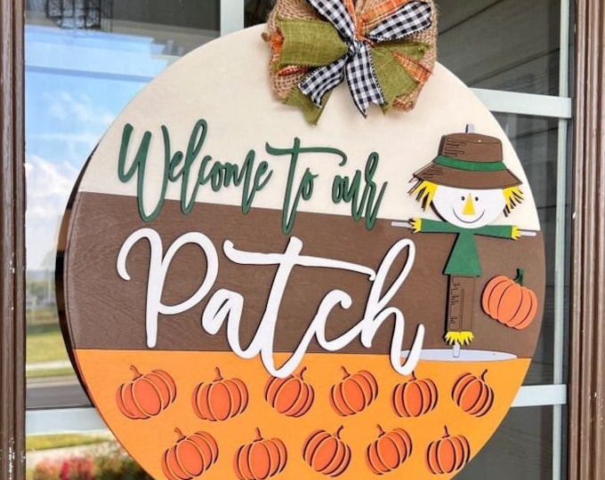 Handmade Welcome to Our Patch Door Hanger | Fall | Front Door Decor ...