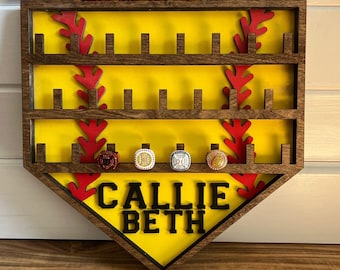 Personalized Softball Ring Holder: Handmade 3D Wood Trophy Display
