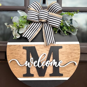 Personalized Front Door Hanger, Last Name Initial, Welcome Sign, Year round decor, Wreath