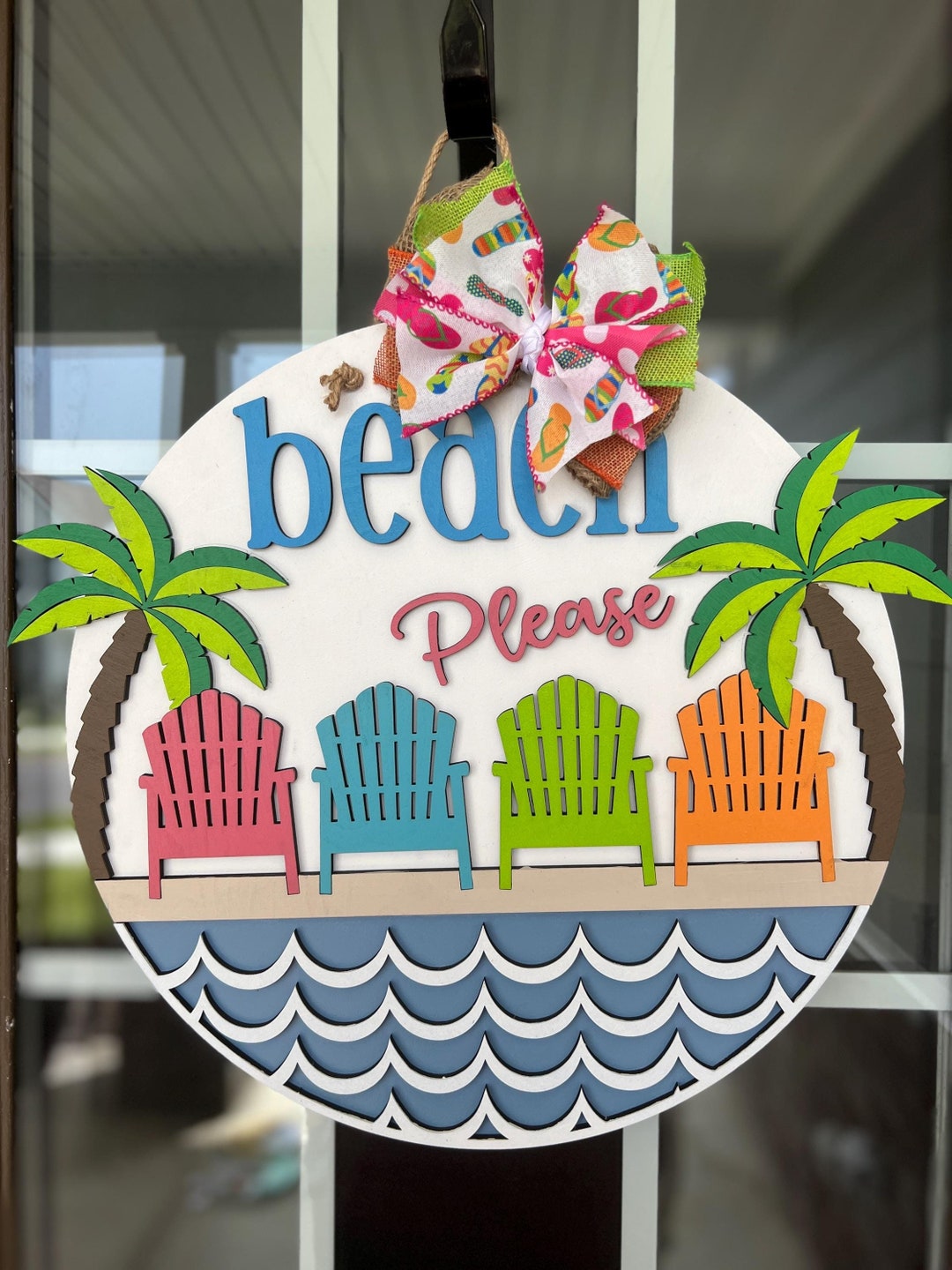 Beach Please Door Hanger: 3D Wood Summer Coastal Decor - Etsy