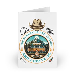 Personalized Greeting Cards for Outdoor Enthusiasts, Mountains, Hiking, Camping, Fishing, Outdoor Adventures, Boating - 10 cards or 1 card