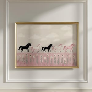 Cowgirl Nursery Horse Print, Baby Girl Nursery Western Decor, Boho Horse Nursery Decor, Vintage Horse Print, Baby Girl Wall Art