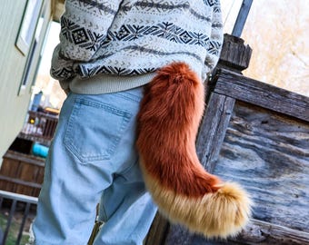 Red Wolf Tail: Rufous Canine Costume for Furry, Cosplay, Therian, or Fursuit