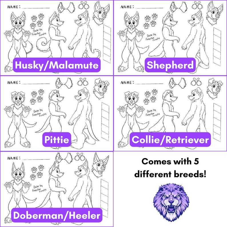 Canine Reference Sheet Base Pack Multiple Designs for Adopts YCH - Etsy