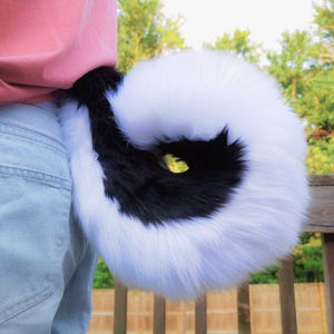 Husky Tail! Black and White Dog Costume and Wolf Cosplay for Furries Therians and Fursuits! 14 Inches!