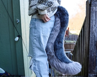 Gray Wolf Tail: XL Grey Canine Costume for Furry, Cosplay, Therian, Fursuit
