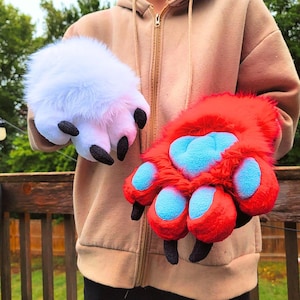 Custom Furry Puffy Hand Paws for Fursuits and Cosplay Gloves