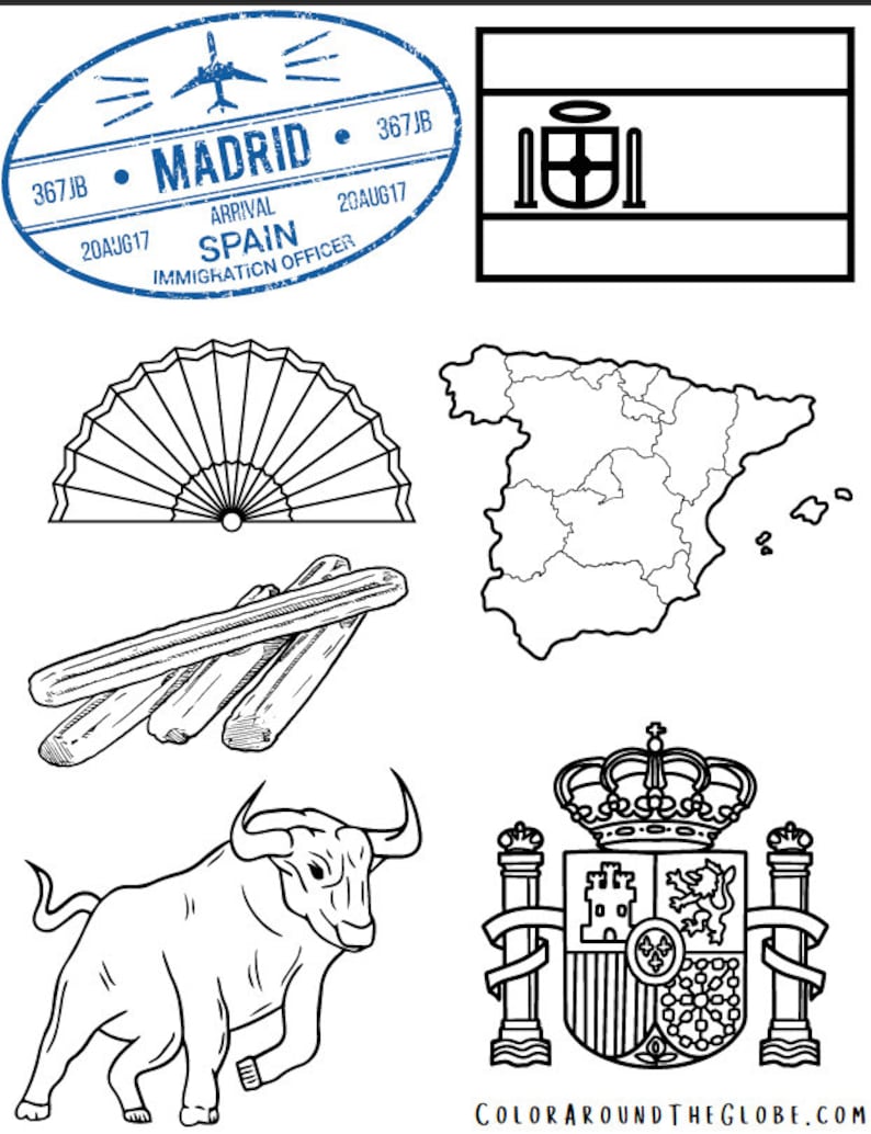 Spain Coloring Page - Etsy