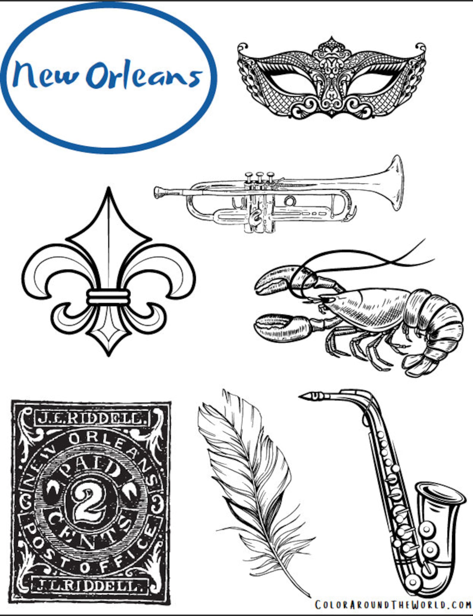 New Orleans Coloring Page Etsy - Il 1588xN.5192011170 Qzsf