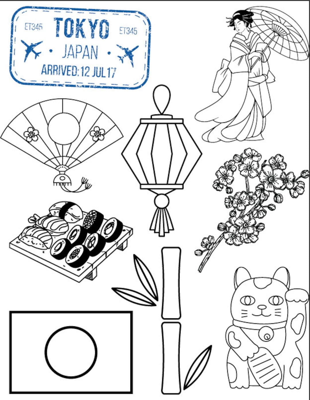 Japanese Coloring Book にほんのぬりえ: Paperback: Publishing