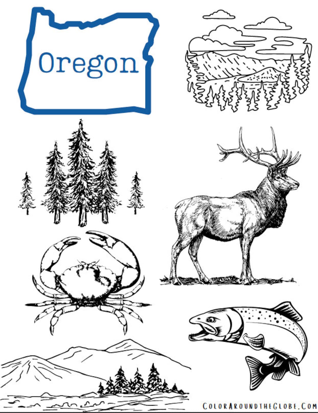 Oregon Coloring Page - Etsy