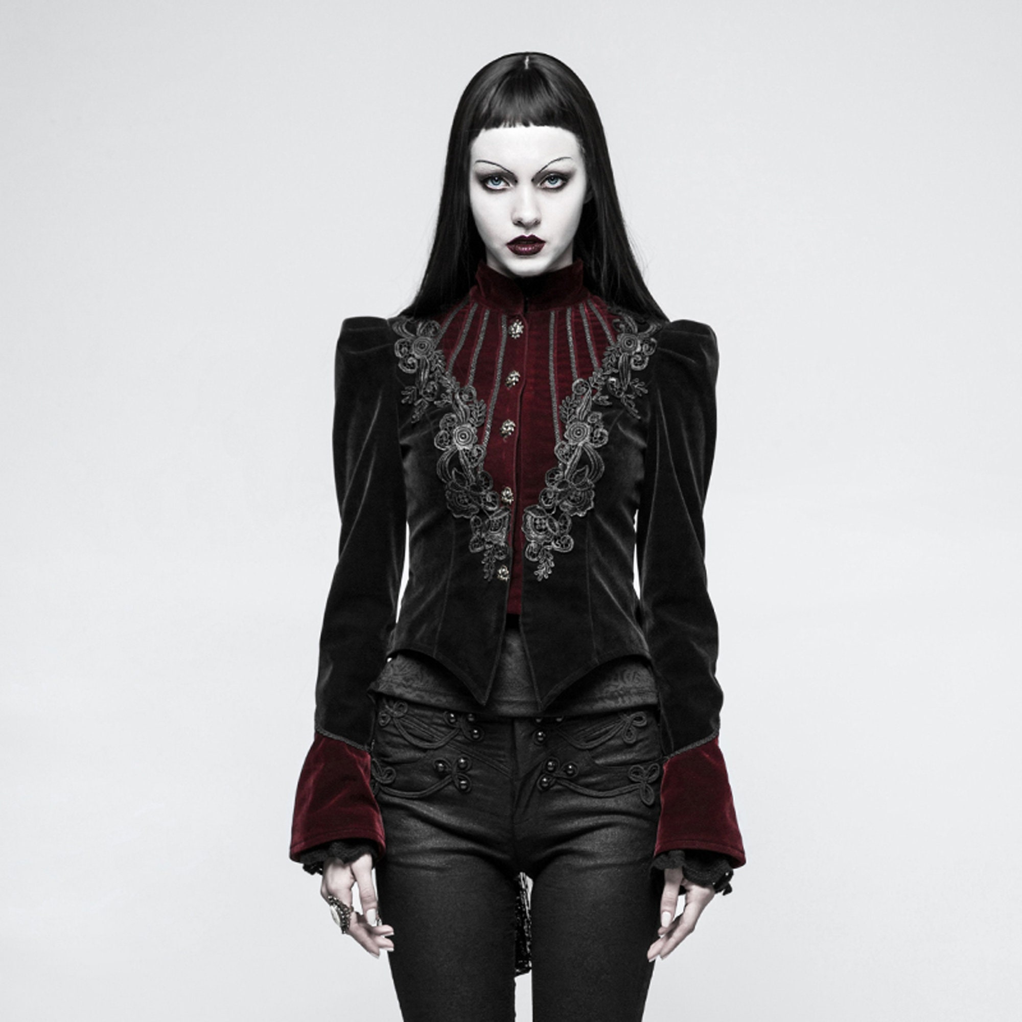 Gothic Scissor-tail Twill Velveteen Red Ladies Short Jacket - Etsy