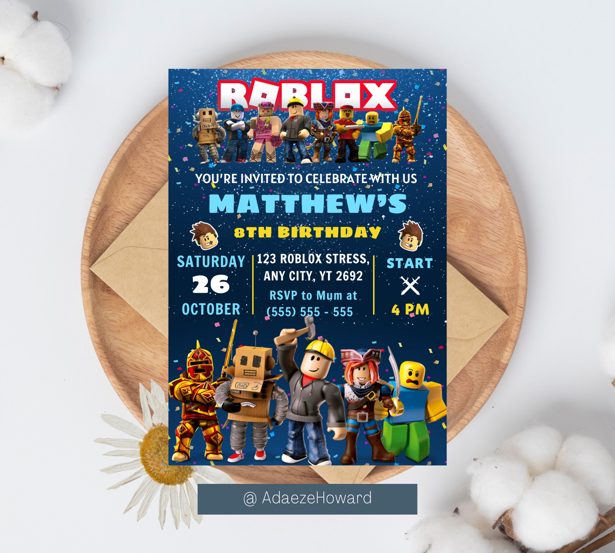 Roblox Birthday Invitecorjledit Yourself at Homeprint at -  Finland