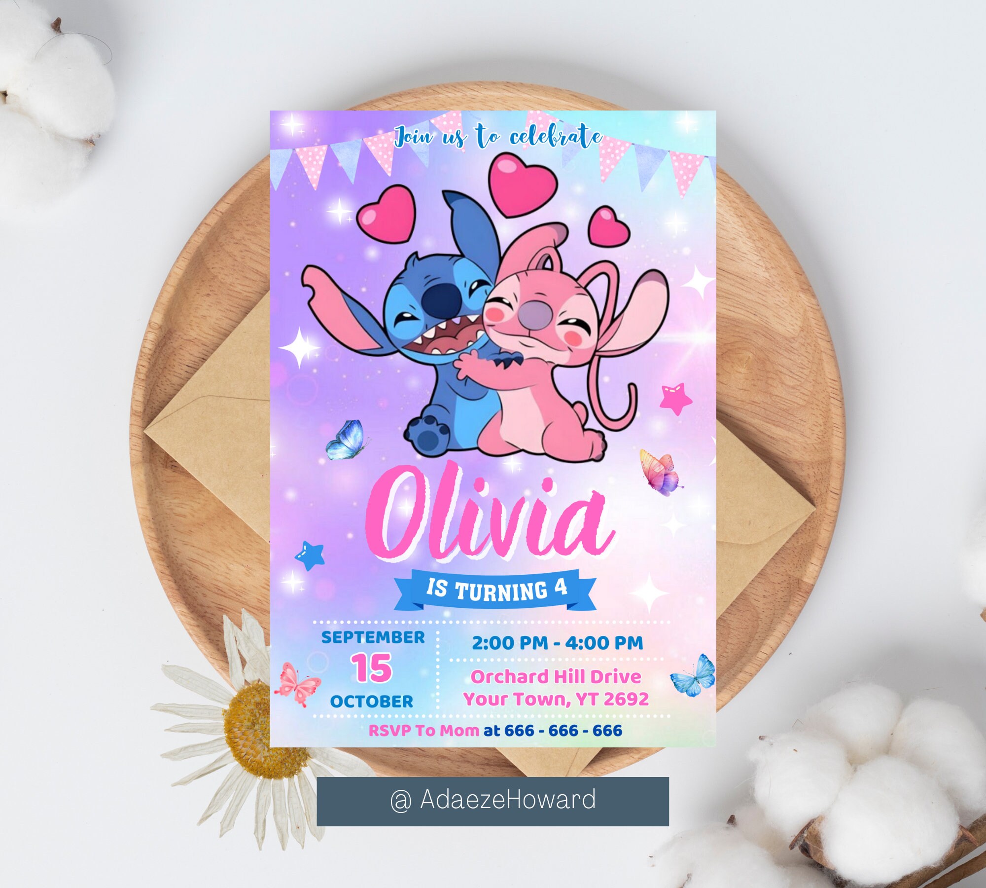 Lilo and Stitch Party Invitation Disney Lilo and Stitch Birthday