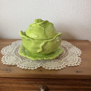 Vintage Holland Mold Cabbage Serving Bowl w/ Plate