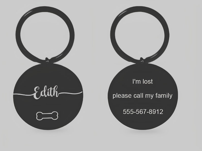 Personalized Dog Collar Tag Key Chain for Pet Gift for Family Member