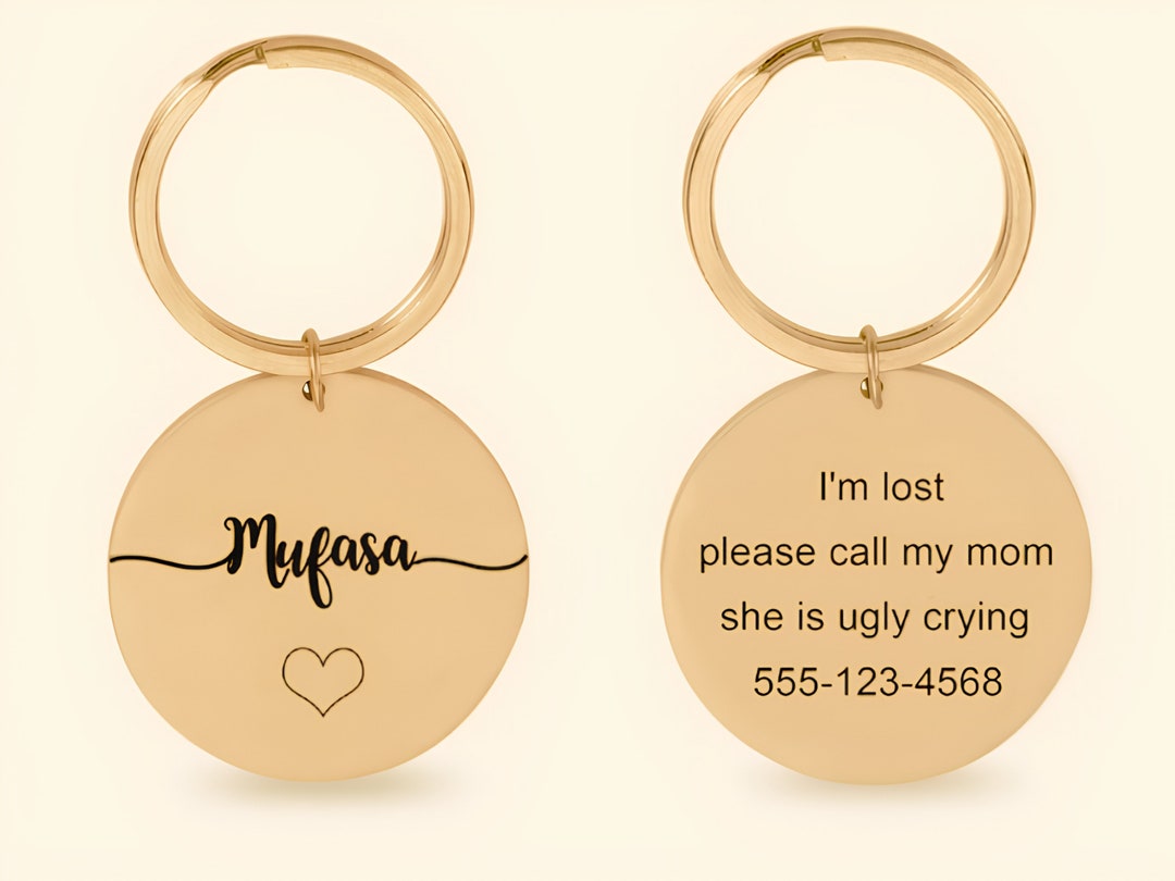 Personalized Dog Collar Tag Key Chain for Pet Gift for Family Member