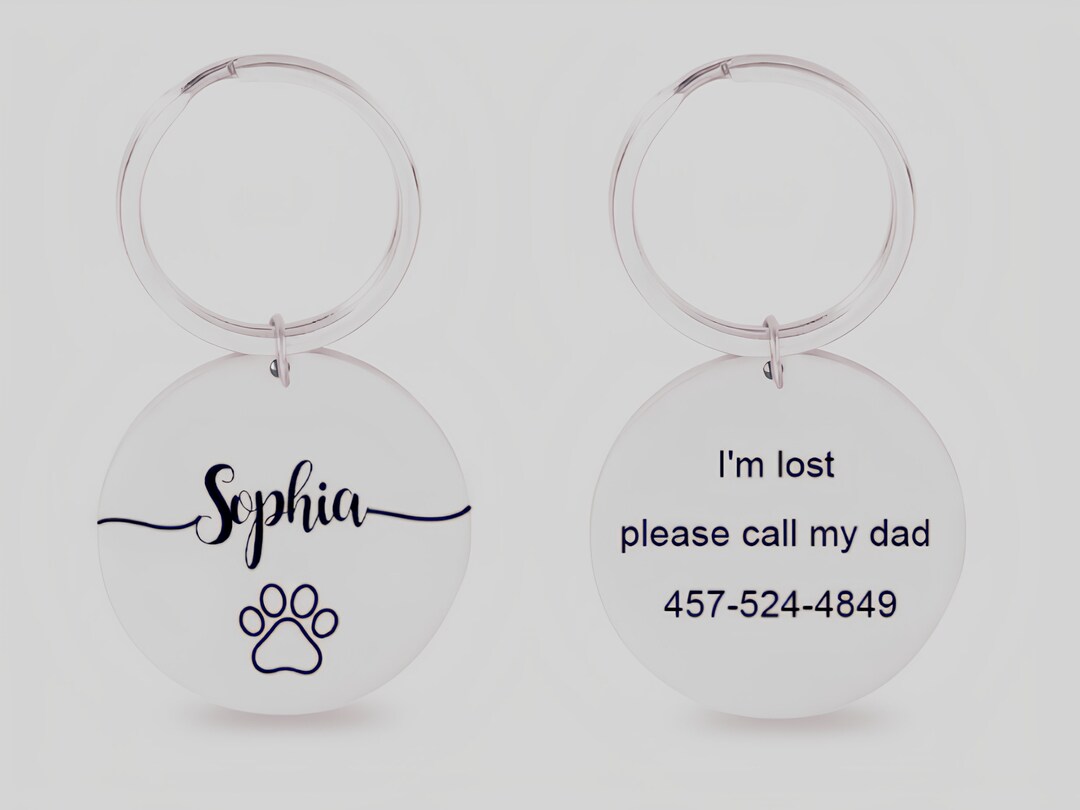 Personalized Dog Collar Tag Key Chain for Pet Gift for Family Member