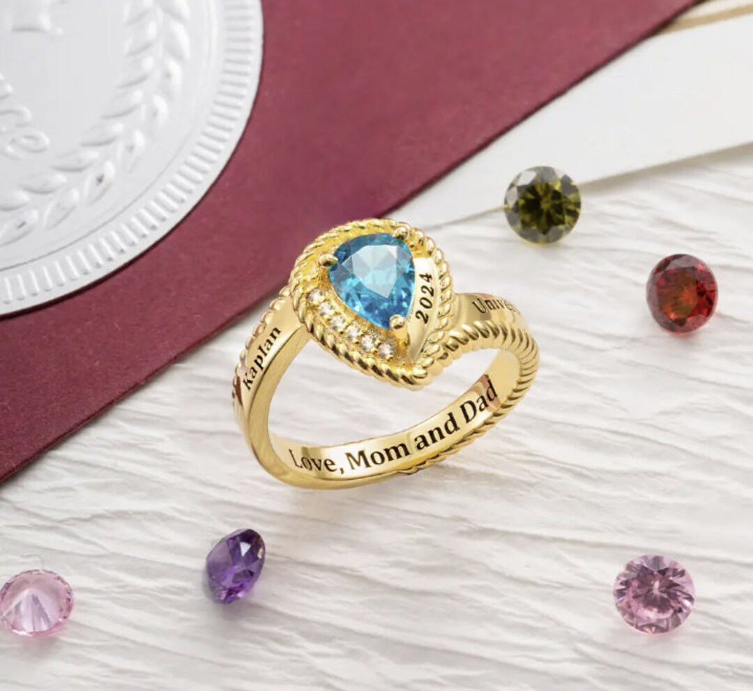 Personalized School Class Ring, Jewelry, High School, College