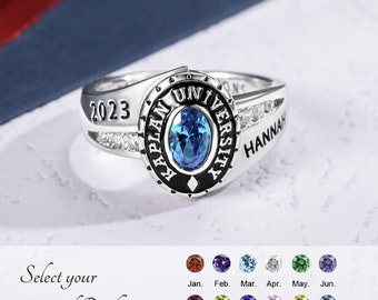 Custom School Class Ring, Jewelry, High School, College, University Personalized Mementos Jewelry, Graduation Rings 2024