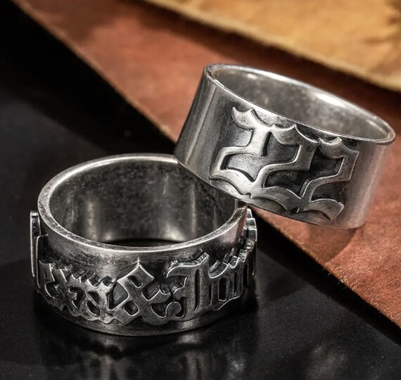 Personalized Gothic Name Ring Old English Style Ring Tattoo Style Font Gothic Name Ring Gift for Him or for Her Etsy