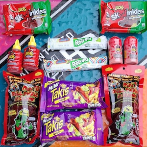 2 Mini Chamoy Pickle kits with takis