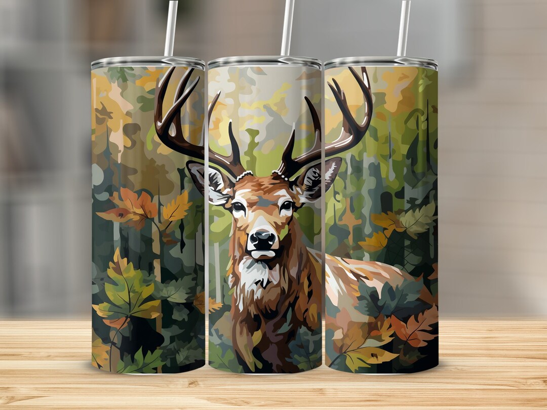 Camo Deer Forest Hunting 20oz Skinny Tumbler Sublimation Design ...