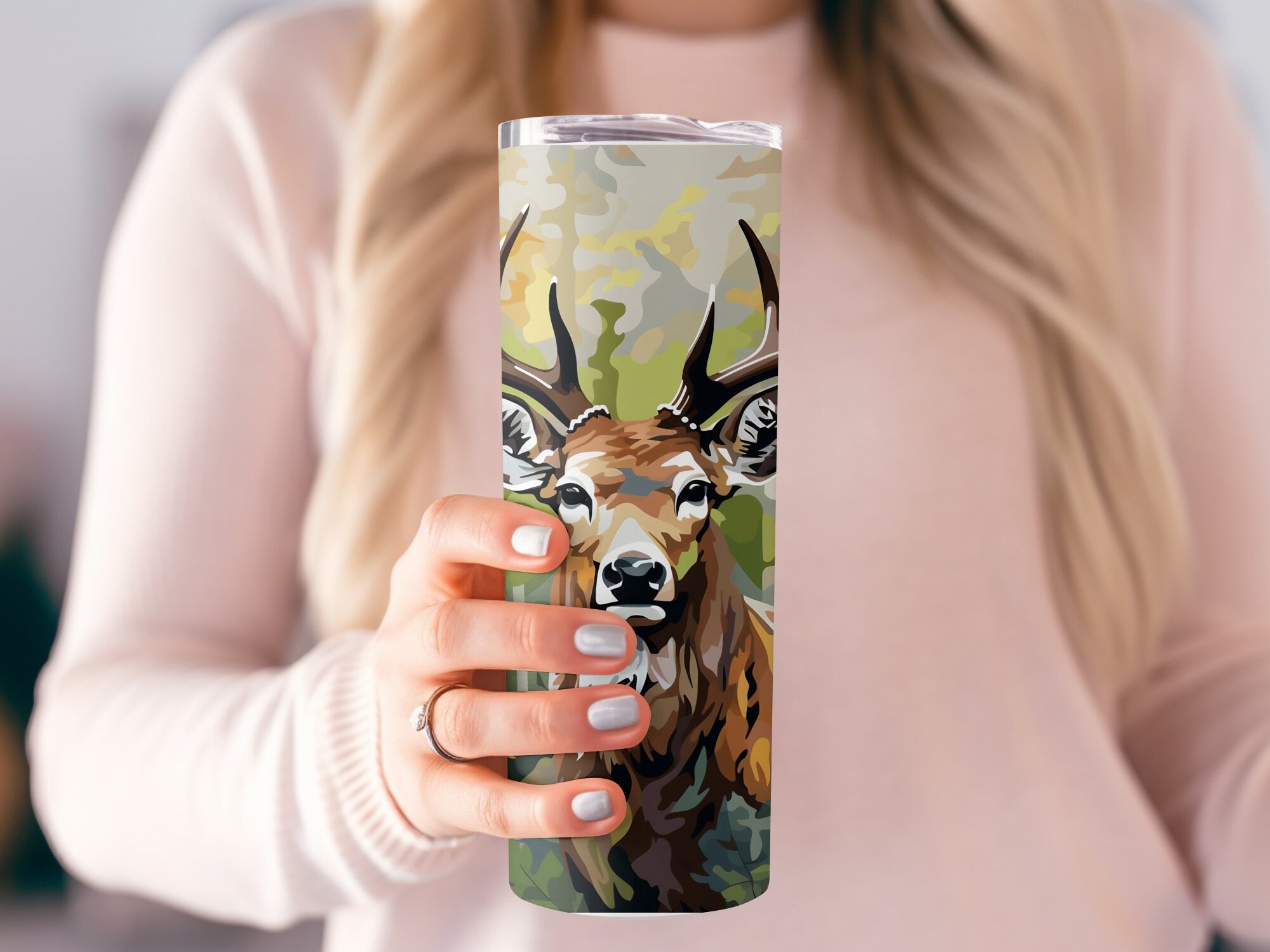 Camo Deer Forest Hunting 20oz Skinny Tumbler Sublimation Design ...