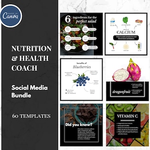 Instagram Template Health Coach, Instagram Health Template, Nutrition Template, Nutrition Canva, Holistic Wellness Template, Canva Pro,
