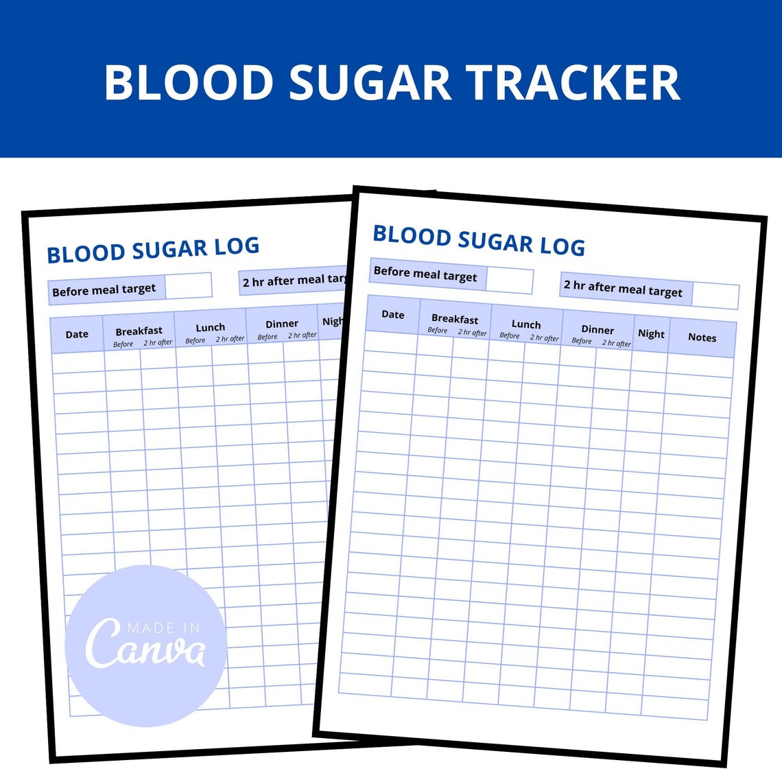 Type 2 Diabetes Printable Blood Sugar Chart Medical Tracker Health