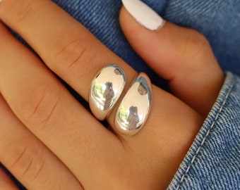 Chunky Sterling Silver Dome Ring 925 Statement Boho Thumb Ring