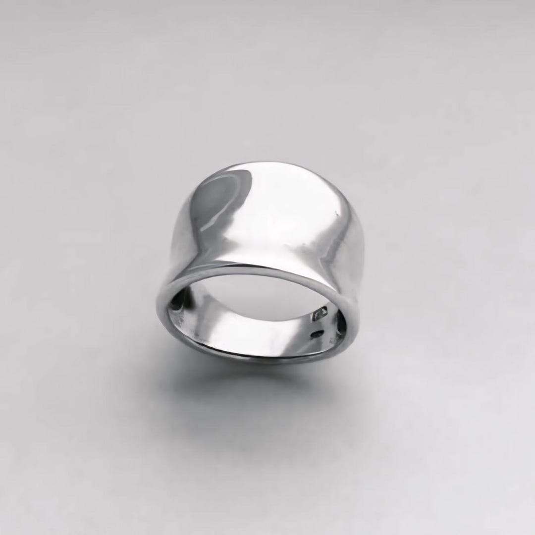 Handmade Wide Band Sterling Silver Dome Ring Chunky Silver Statement ...