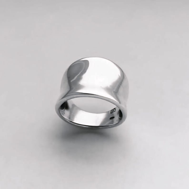 Handmade Wide Band Sterling Silver Dome Ring Chunky Silver Statement ...