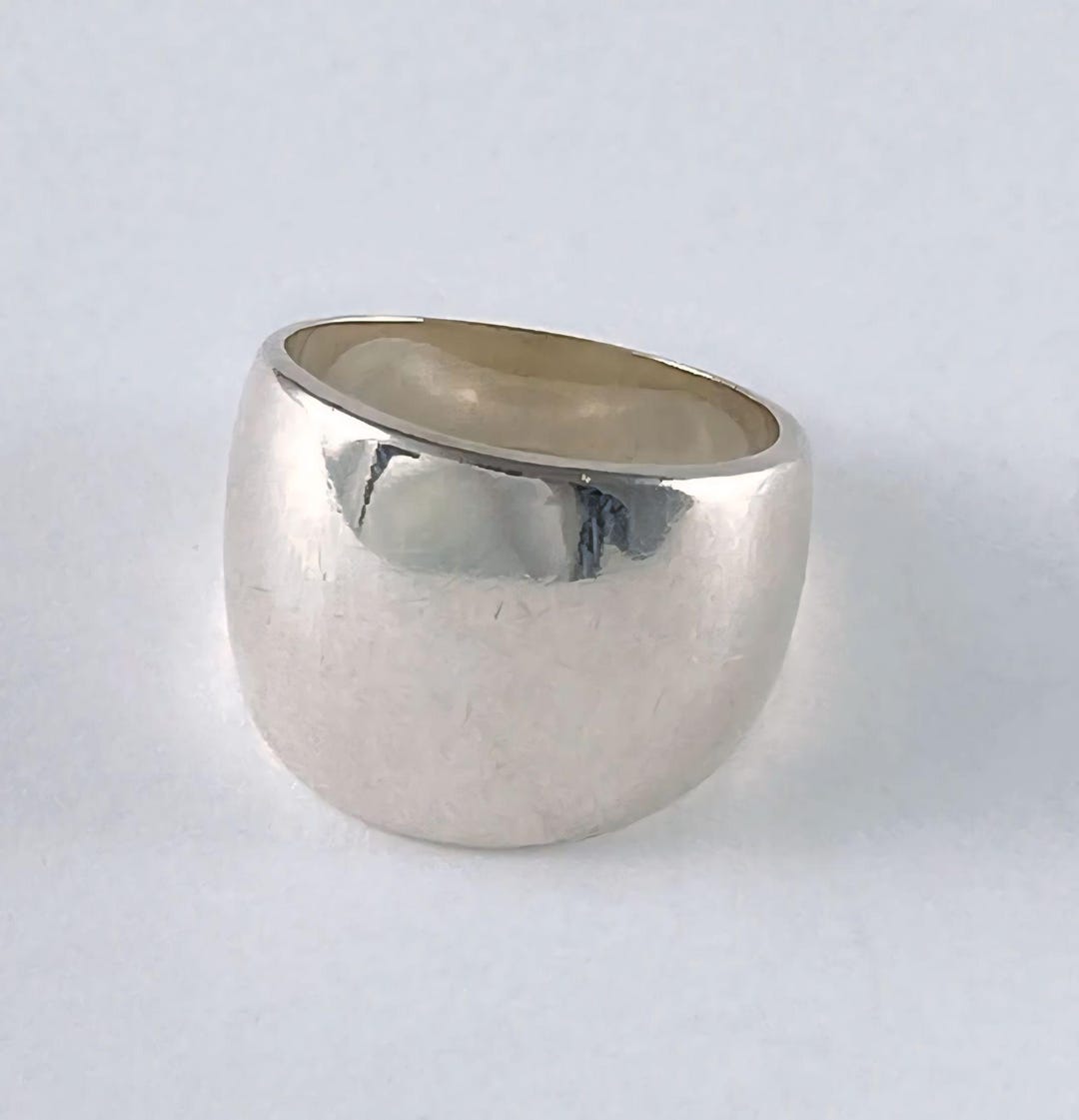 Handmade Sterling Silver Dome Ring - Chunky Wide Band, Boho Statement ...