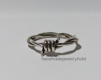 Barbed Wire Ring, Punk Ring Goth Ring Edgy Ring, Minimalistic Ring Silver Ring Men Ring Women Ring, Popular Wire Ring, 925 Handmade Jewelry.