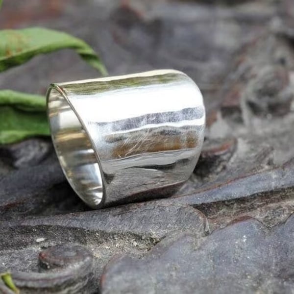 Argent sterling 925, anneau large, anneau uni, anneau de pouce, bague tendance, bague anti-anxiété, anneau large épais, bague bohème, bijoux faits main