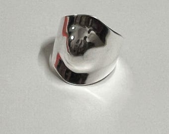 925 Sterling Silver Dome Ring: Handmade Fidget Spinner Chunky Statement Meditation Band