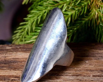 Lång statementring i 925 sterlingsilver, bohemisk helfingerring