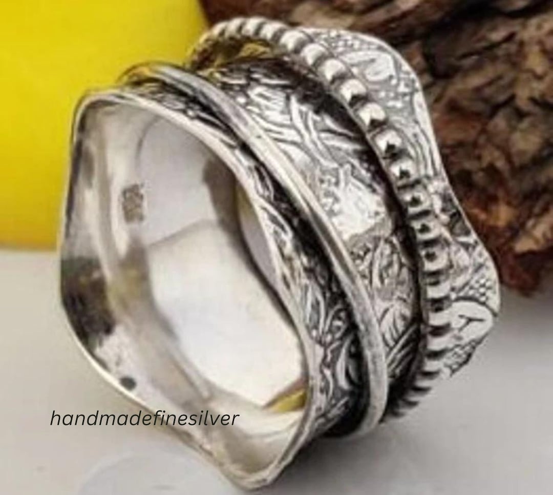 Handmade Sterling Silver Spinner Ring Statement Chunky Boho Meditation ...