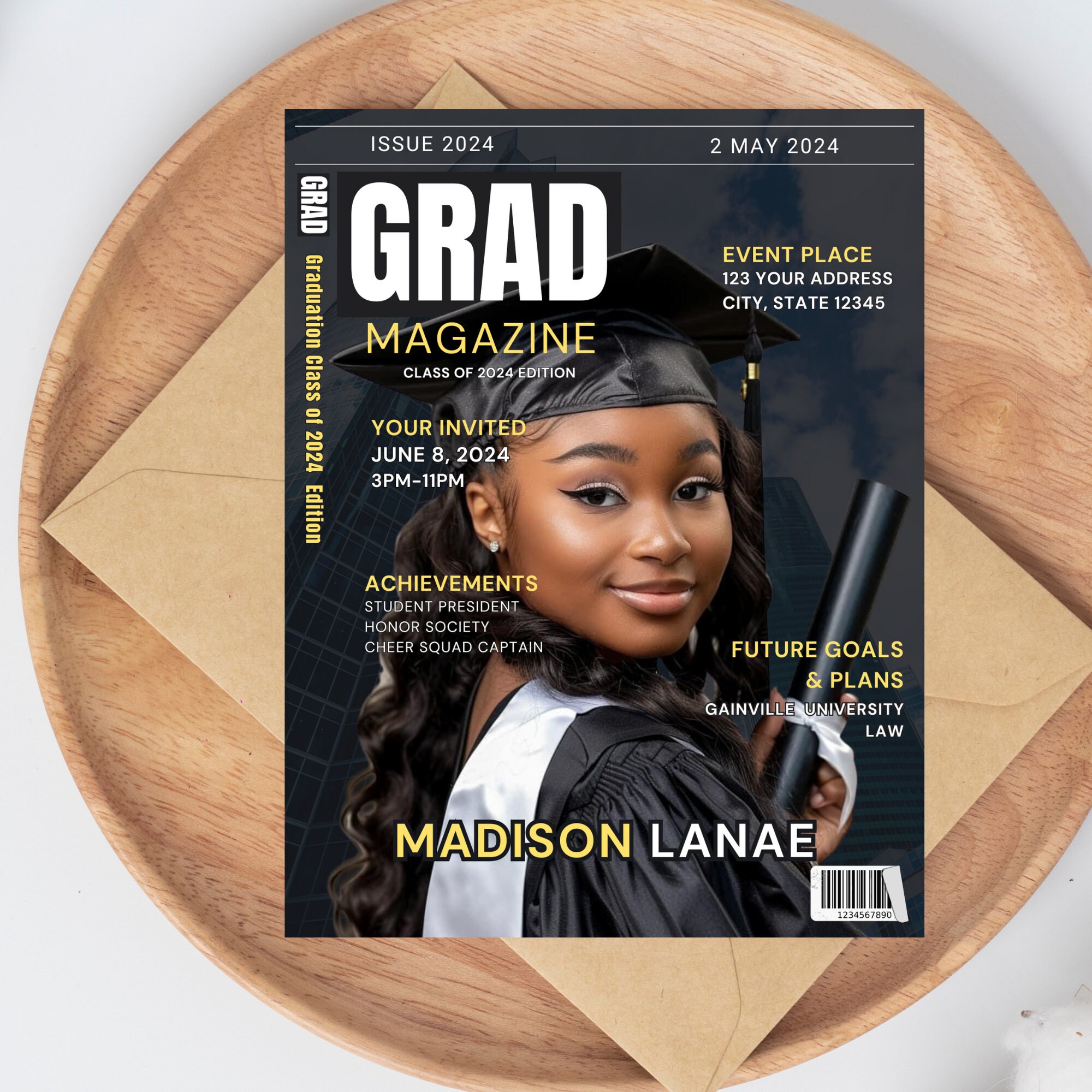 Graduation Invitation, Editable Magazine Cover Prom,