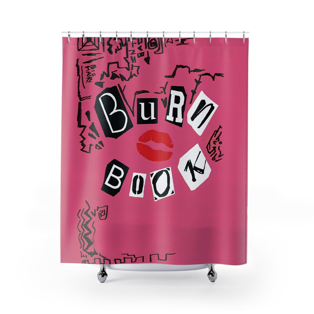 Burn Book Shower Curtain Pink Decor Girls Teen Girls, Cute Y2k 90s Nostalgia, Funny Mean Shower ...