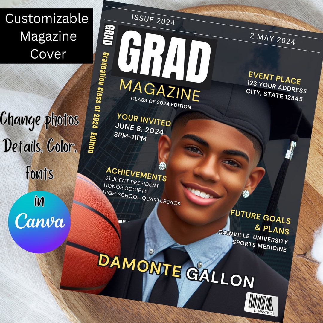Graduation Invitation, Editable Magazine Cover Prom,