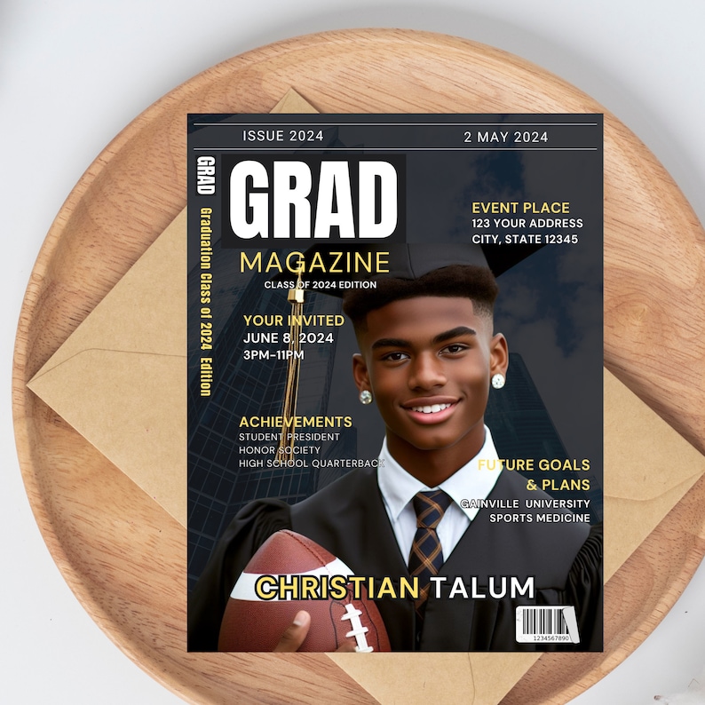 Graduation Invitation, Editable Magazine Cover Prom,