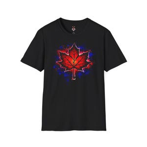 T-shirt feuille d'érable rouge | T-shirt en forme de feuille représentant le drapeau du Canada