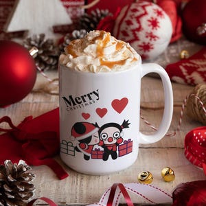 Pucca and Garu Mug Set for Christmas, Coffee Cup,Tea Lover Gift, Holiday Mug, Cartoon Couple Coffee Mug, Merry Christmas Pucca and Garu Mug.