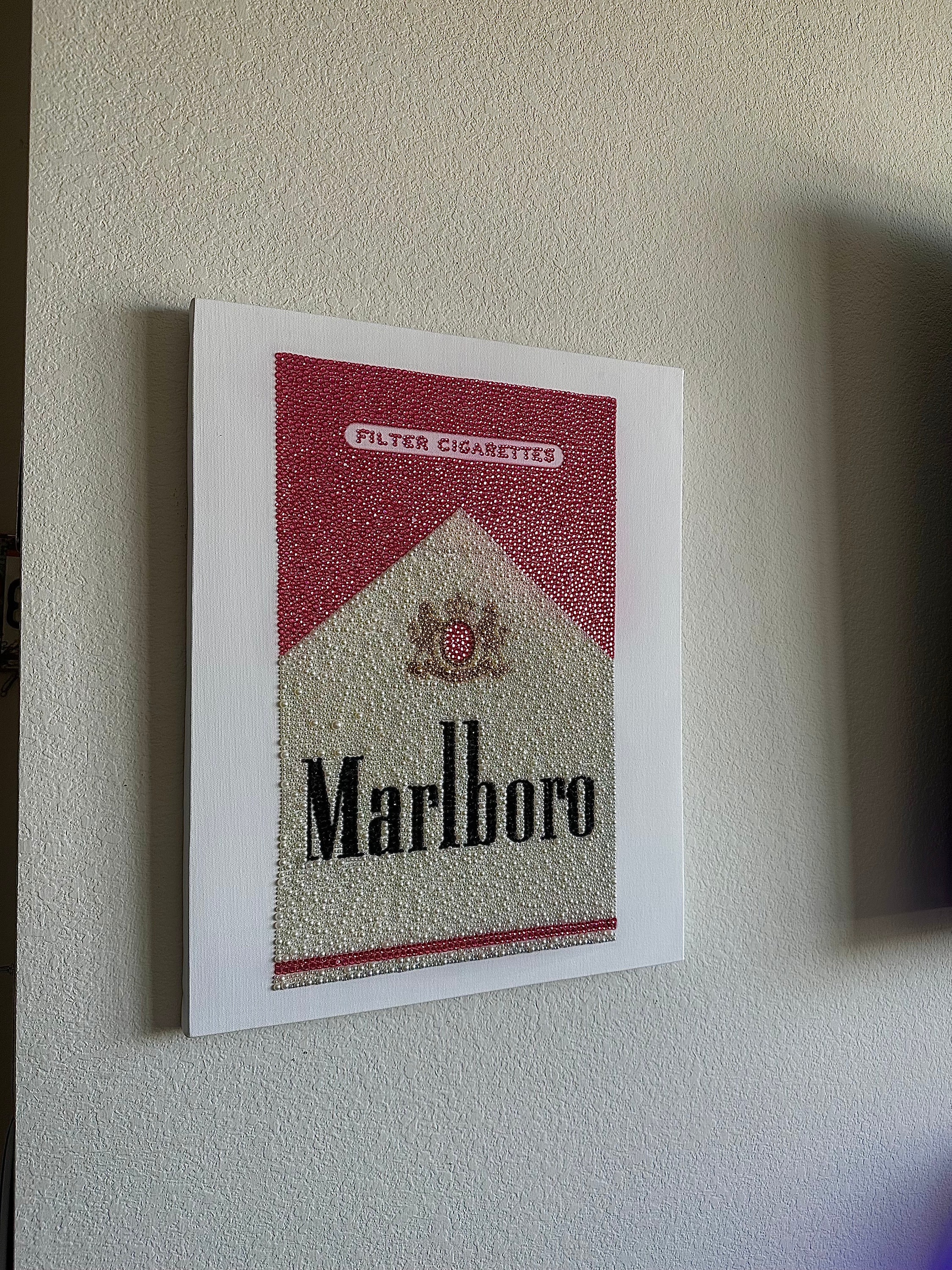 Pink Marlboro Bedazzled Reinstone Canvas Wall Art - Etsy