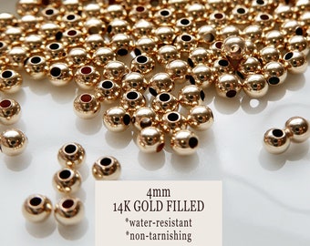 1000 Pcs 4mm Gold Beads, 14K Gold Filled Non Tarnish Beads, Gold