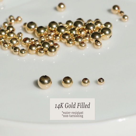 14k Gold Filled Beads Bulk, 14K Gold Filled Round Beads Bulk, Gold Filled Beads for Bracelets, Beads for Jewelry Making, GF Beads, Findings