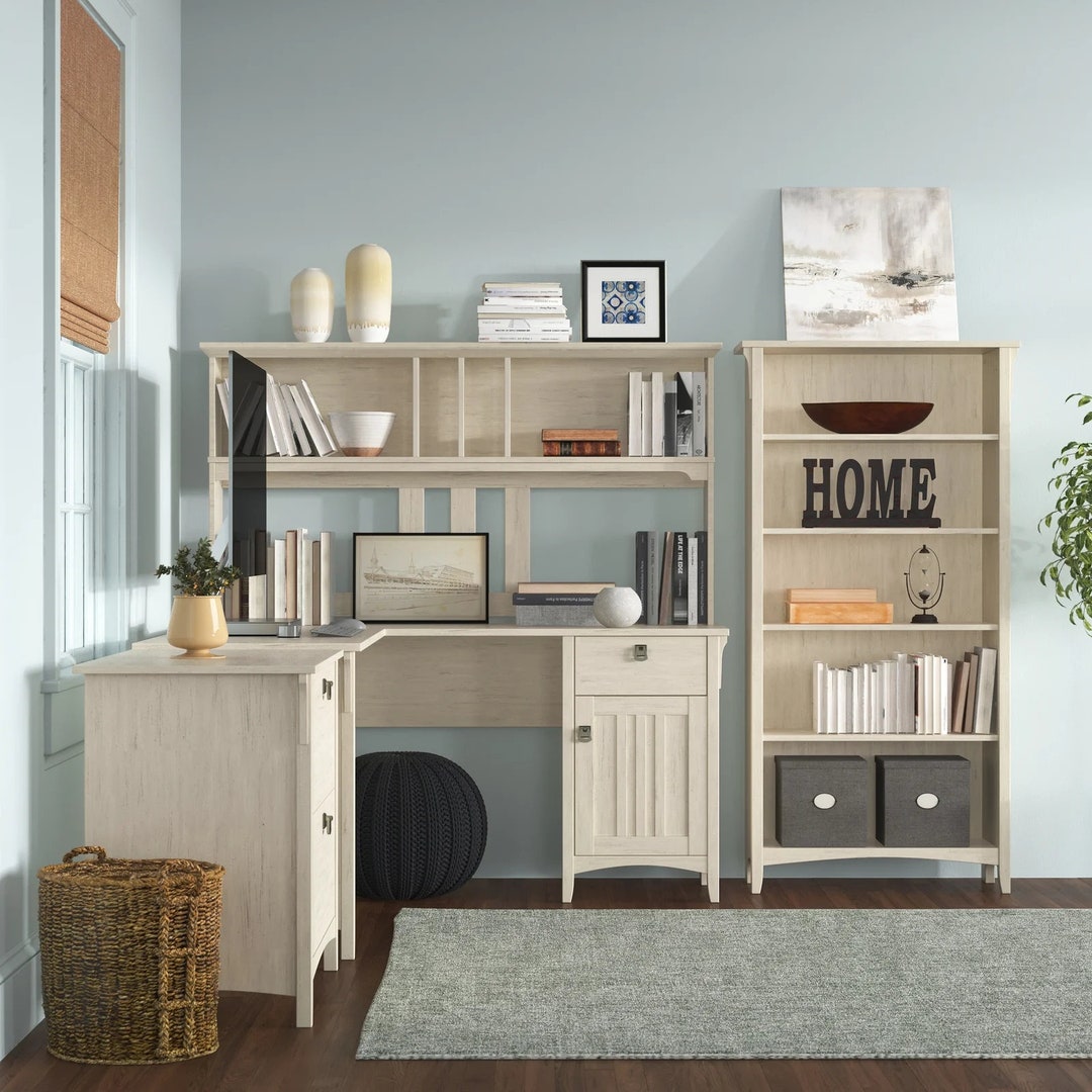 Pernell Lshaped Executive Desk Office Set With Hutch Etsy